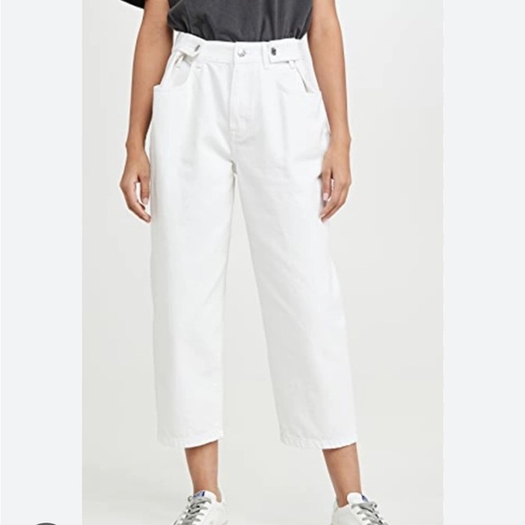 EDWIN Maiia Wide Leg Crop Jeans In White denim - Picture 1 of 6